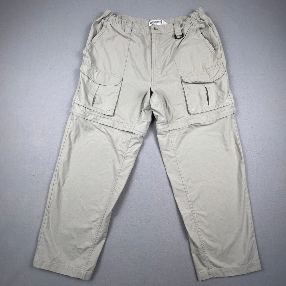 Columbia Convertible Cargo Pants Men 36x30 Khaki Zip Off Hiking Outdoor Gorpcore